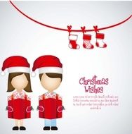 kids with Christmas hat and gift