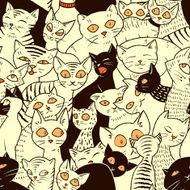 Seamless vector pattern with cute cats N2