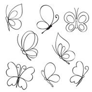 Set of hand drawn butterflies