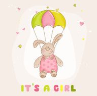 Bunny with Parachute - Baby Shower or Arrival Card