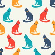 Animal seamless vector pattern of cat silhouettes N8