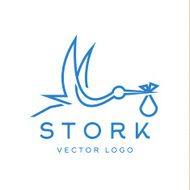 Stork brings baby trendy brand logos outline