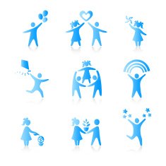 Blue Children Icons Set
