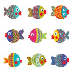 Fish Collection Colorful Graphic Cartoon N2