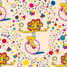 Funny lion Cartoon seamless pattern for children background