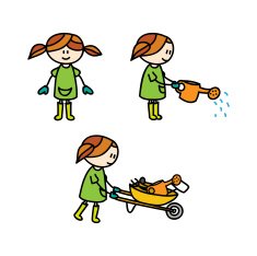 Happy little girl gardening