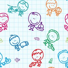 Kids with transport toys pattern N2