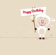 Little sheep with signboard