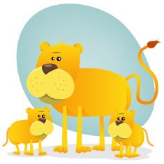 Female Lion And Its Babies