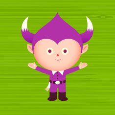 happy horned child in costume