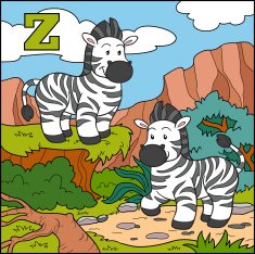 Color alphabet for children letter Z (zebra)