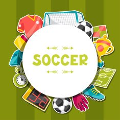 Sports background with soccer sticker symbols N2