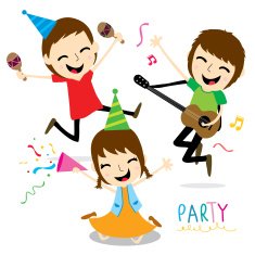 Boy and Girl Enjoy Party Cute Cartoon Vector