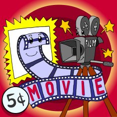 Cartoon Skit Movie Film and Cinecamera Happy Character