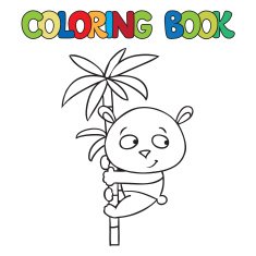 Coloring book of little panda on bamboo N3