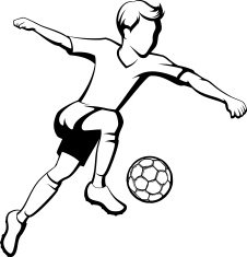 Soccer or Footballs Boy Kicking