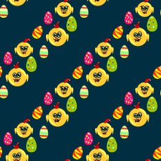 Easter seamless pattern with eggs and chicks