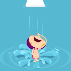 girl swimming pool splash summer fun plunge illustration vector cartoon