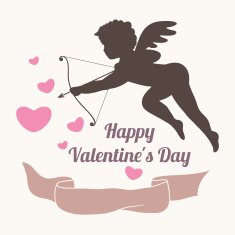 Design elements Hearts ribbon and cupid silhouette