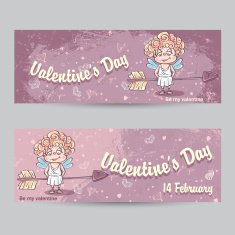 Set of horizontal greeting cards for Valentine's Day