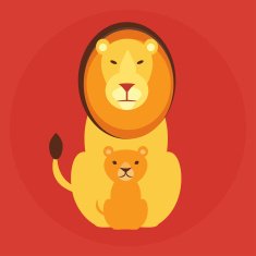 Flat lion family