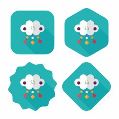 Baby crib hanging toy flat icon with long shadow N22