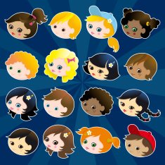 Cute kids heads set