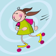 little girl on rollerblades