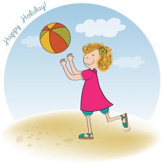 girl playing ball on the beach