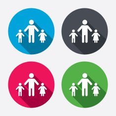 One-parent family with two children sign icon N13