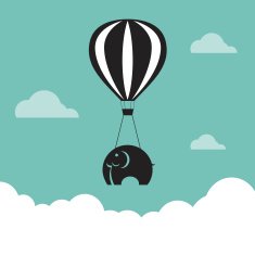 Vector image of elephant with balloons