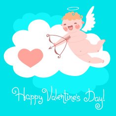 Valentine's Day card with cute Cupids and hearts N3