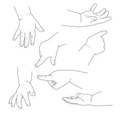 Baby hand different gestures vector illustration