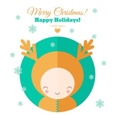 Greeting card with fun child for Christmas in flat N3