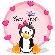 Penguin with hearts N2