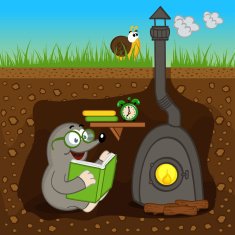 mole reading book at home