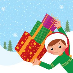 Boy holding a christmas gift