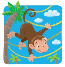 Little funny monkey on lians