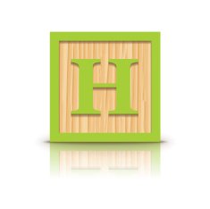 Vector letter H wooden alphabet block