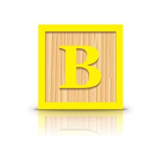 Vector letter B wooden alphabet block