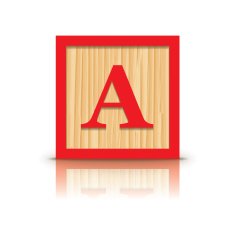 Vector letter A wooden alphabet block