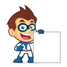 Superhero holding a blank sign