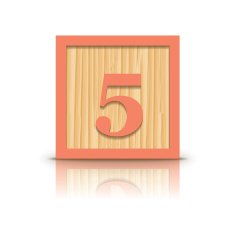 Vector number 5 wooden alphabet block