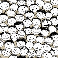 Crowd of funny peoples seamless background for your design N2