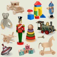 Beautiful seamless background of realistic vintage toys vector