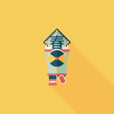 Chinese New Year boy to stick couplets flat icon eps10 N6
