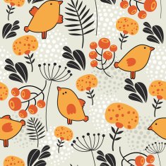 Seamless pattern with orange birds