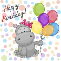 Hippo with balloons