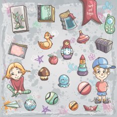 Set of children's toys and books for boys girls
