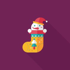 Christmas stocking flat icon with long shadow eps10 N42